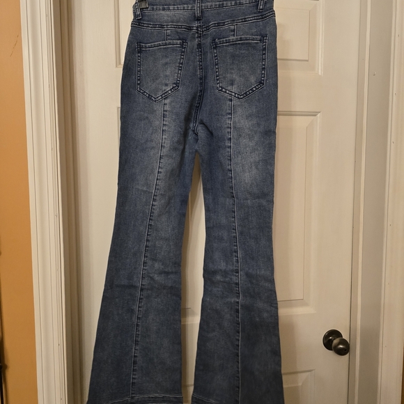 Allegra K Blue Flare Jeans - Picture 3 of 6